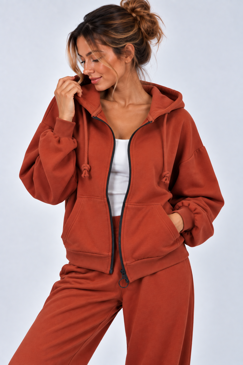 BLUZA NA ZAMEK SUZANA TERAKOTA