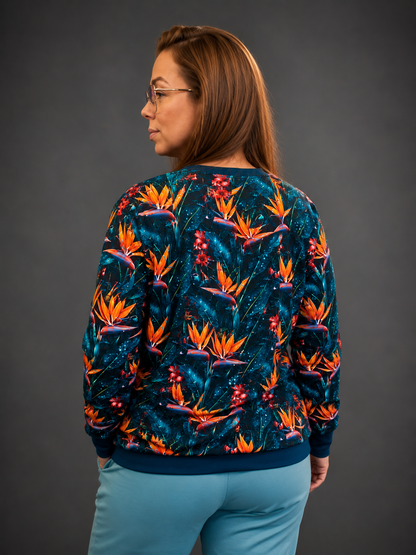 BLUZA DAMSKA RAGLAN  BASIC TROPIKALNY KWIAT