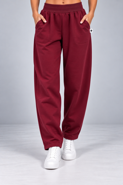 SPODNIE  DAMSKIE BOYFRIEND BORDO