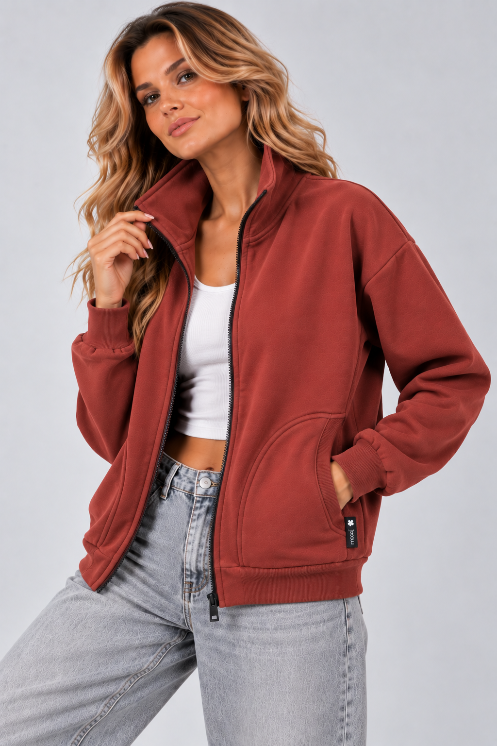 BLUZA NA ZAMEK IGA TERAKOTA