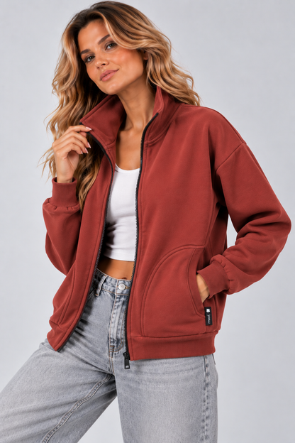 BLUZA NA ZAMEK IGA TERAKOTA
