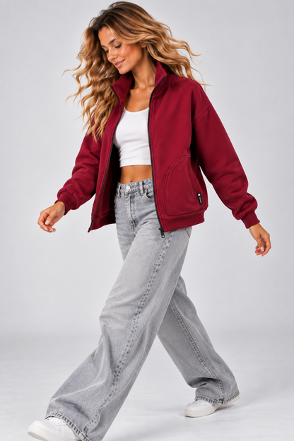 BLUZA NA ZAMEK IGA BORDO