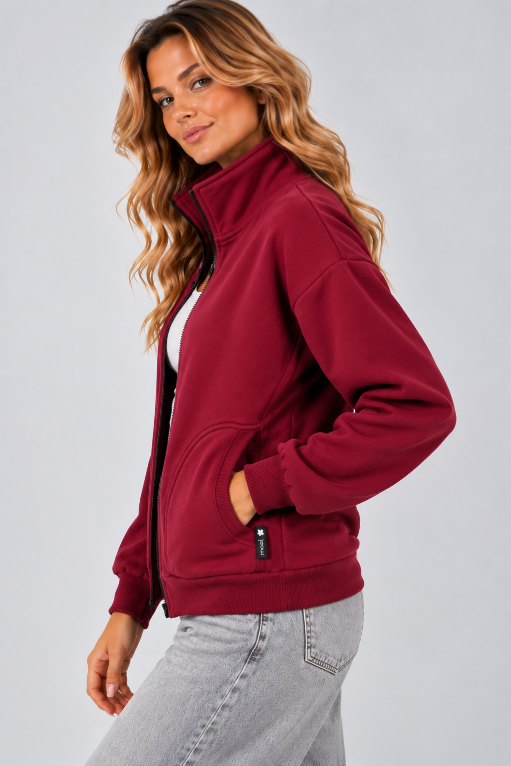 BLUZA NA ZAMEK IGA BORDO
