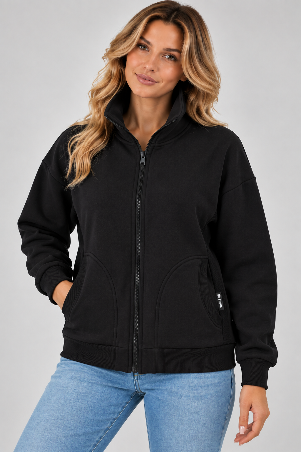 BLUZA NA ZAMEK IGA CZARNY