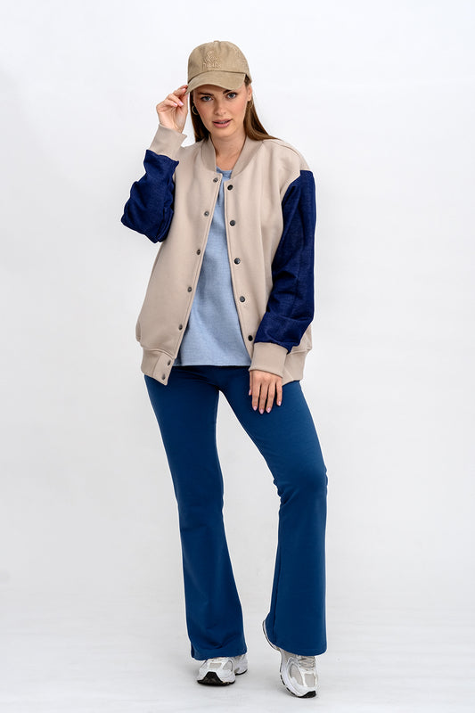 BEJSBOLÓWKA BEŻ/JEANS