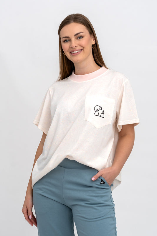 T-SHIRT DAMSKI Z KIESZONKA I NADRUKIEM WANILIA