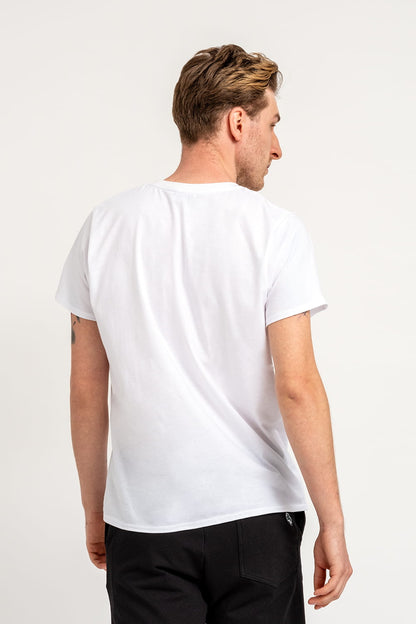 T SHIRT MĘSKI GŁADKI Z KIESZONKĄ "WILLIAM" BIAŁY