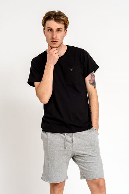 T-SHIRT MĘSKI GŁADKI Z KIESZONKA "WILLIAM" CZARNY