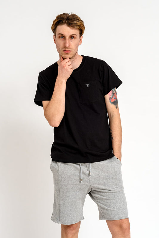 T-SHIRT MĘSKI GŁADKI Z KIESZONKA "WILLIAM" CZARNY