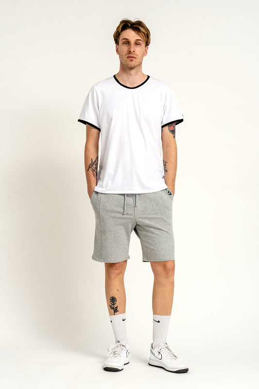 T SHIRT MĘSKI BIAŁY ZE  ŚCIĄGACZEM  CZARNYM