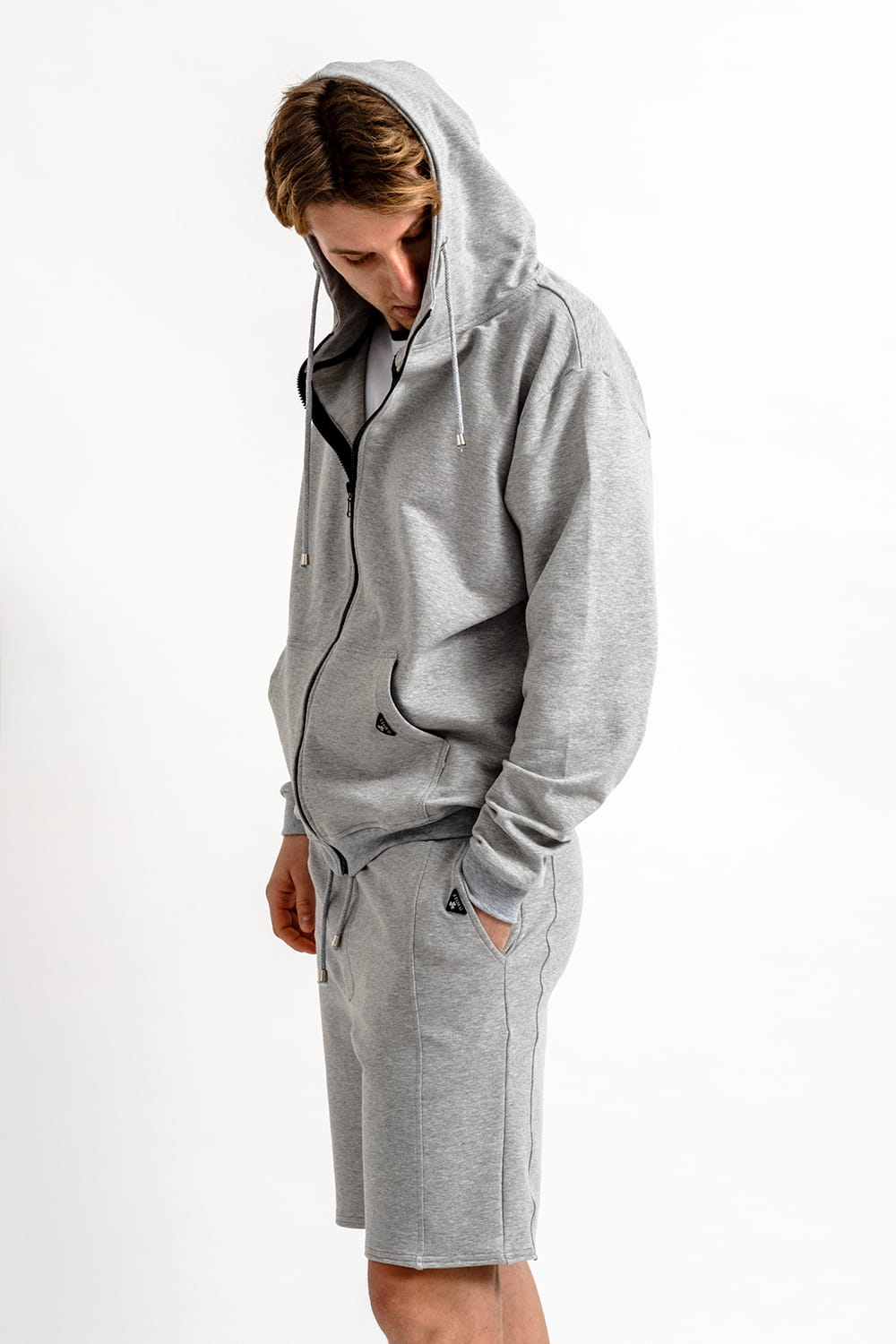 BLUZA Z KAPTUREM NA ZAMEK MĘSKA "OWEN" SZARA