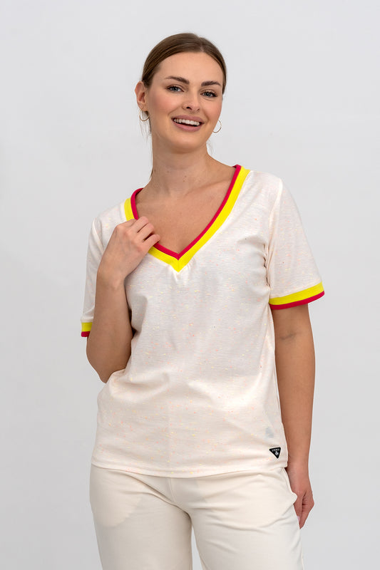 T-SHIRT DAMSKI DO SERKA WANILIA W NEONOWE KROPECZKI