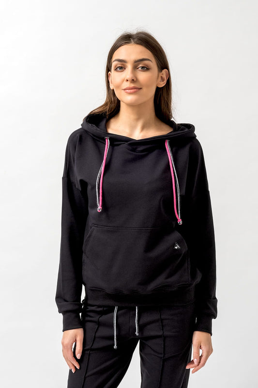 BLUZA Z KAPTUREM DAMSKA "EMI" CZARNA