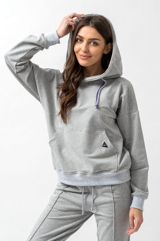 BLUZA Z KAPTUREM DAMSKA "EMI" SZARA