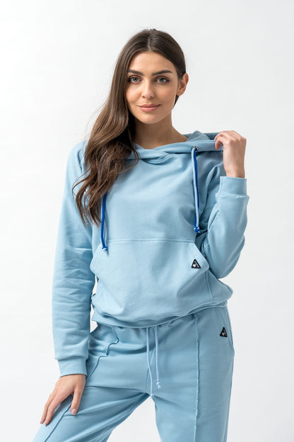 BLUZA Z KAPTUREM DAMSKA "EMI" NIEBIESKA