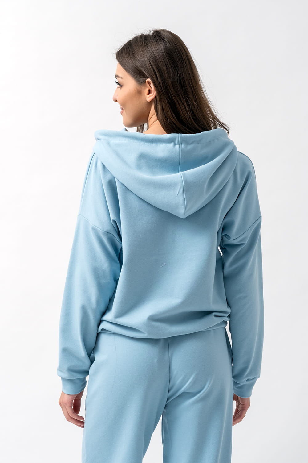 BLUZA Z KAPTUREM DAMSKA "EMI" NIEBIESKA