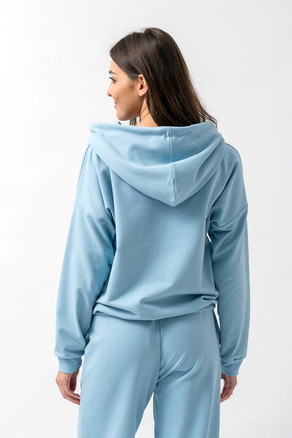 BLUZA Z KAPTUREM DAMSKA "EMI" NIEBIESKA