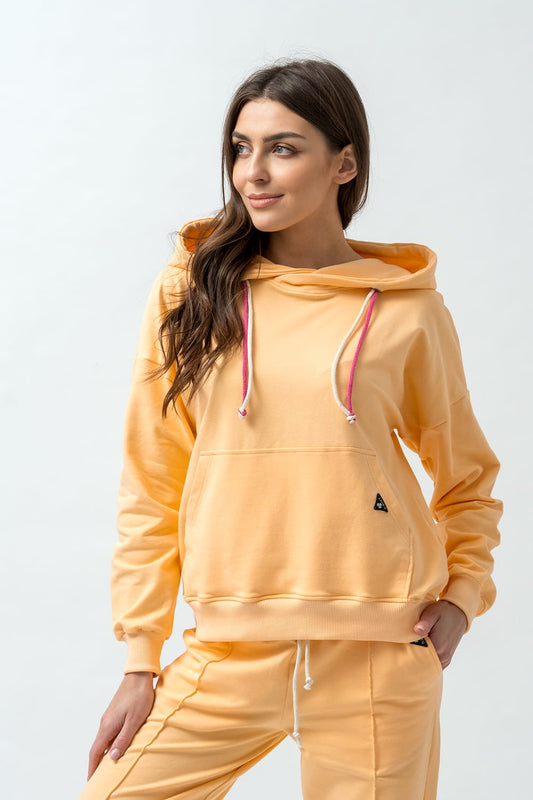 BLUZA Z KAPTUREM DAMSKA "EMI" BRZOSKWINIOWA