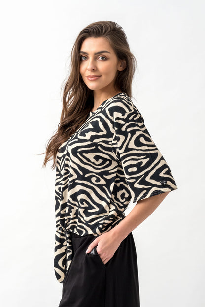 BLUZKA WIĄZANA "ANABELL" ZEBRA