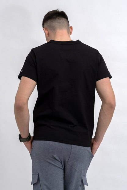 T SHIRT MĘSKI  DO V CZARNY