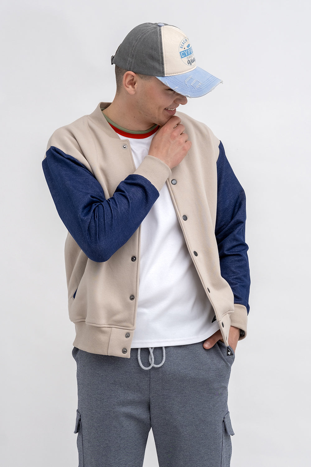 BEJSBOLÓWKA  MĘSKA  BEŻOWA /JEANS