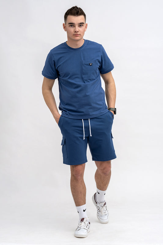 T SHIRT MĘSKI  BASIC DENIM Z KIESZONKĄ