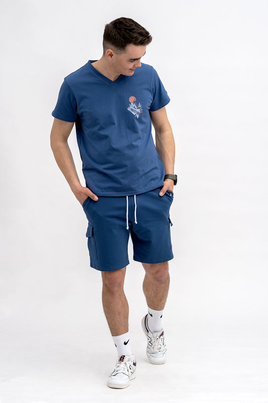 T SHIRT MĘSKI DENIM DO V  Z NADRUKIEM