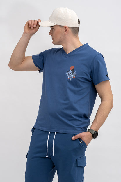 T SHIRT MĘSKI DENIM DO V  Z NADRUKIEM