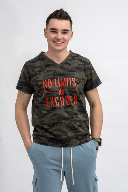 T SHIRT MĘSKI ZIELONY  MORO DO V  Z NADRUKIEM