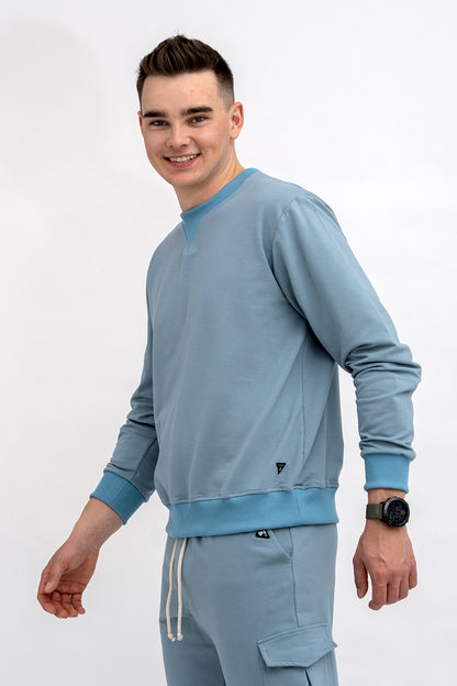 BLUZA  MĘSKA BASIC DO V  NIEBIESKA