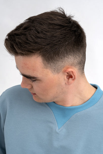 BLUZA  MĘSKA BASIC DO V  NIEBIESKA