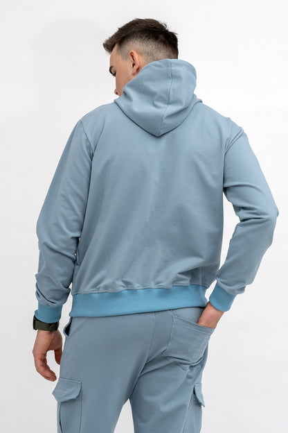 BLUZA Z KAPTUREM MĘSKA „No Limits No Excuses” NIEBIESKI