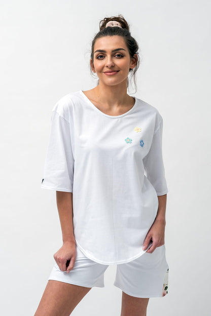 T SHIRT ASYMETRYCZNY DAMSKI "SHAKIRA" BIAŁA
