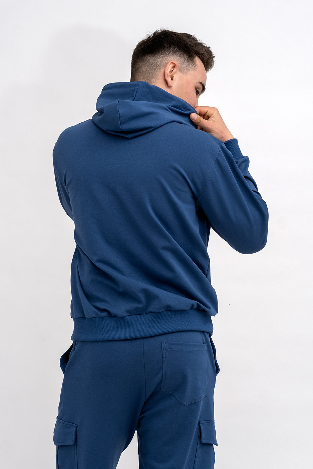 BLUZA Z KAPTUREM MĘSKA „No Limits No Excuses” DENIM
