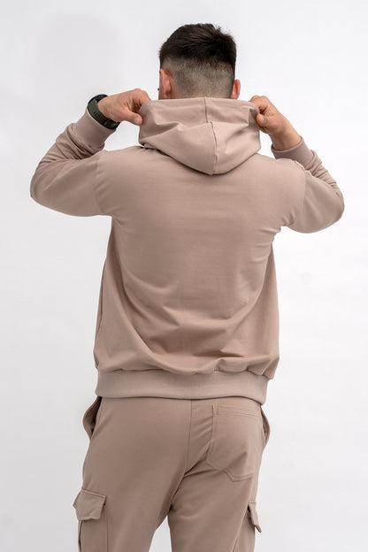 BLUZA Z KAPTUREM MĘSKA „No Limits No Excuses” CAPUCINO