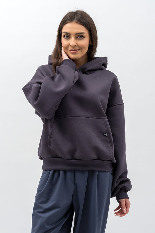 BLUZA Z KAPTUREM CIEPŁA ,,DUYGU" GRAFIT