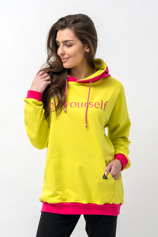 BLUZA Z KAPTUREM DAMSKA "KOLOROWO MI" LIMONKA