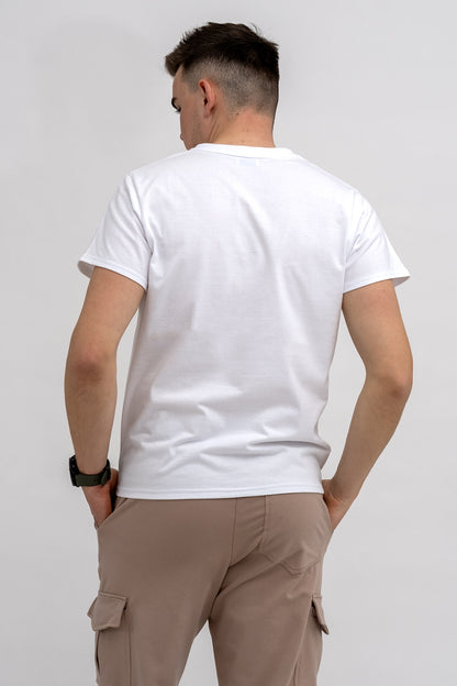T SHIRT MĘSKI  DO V BIAŁY