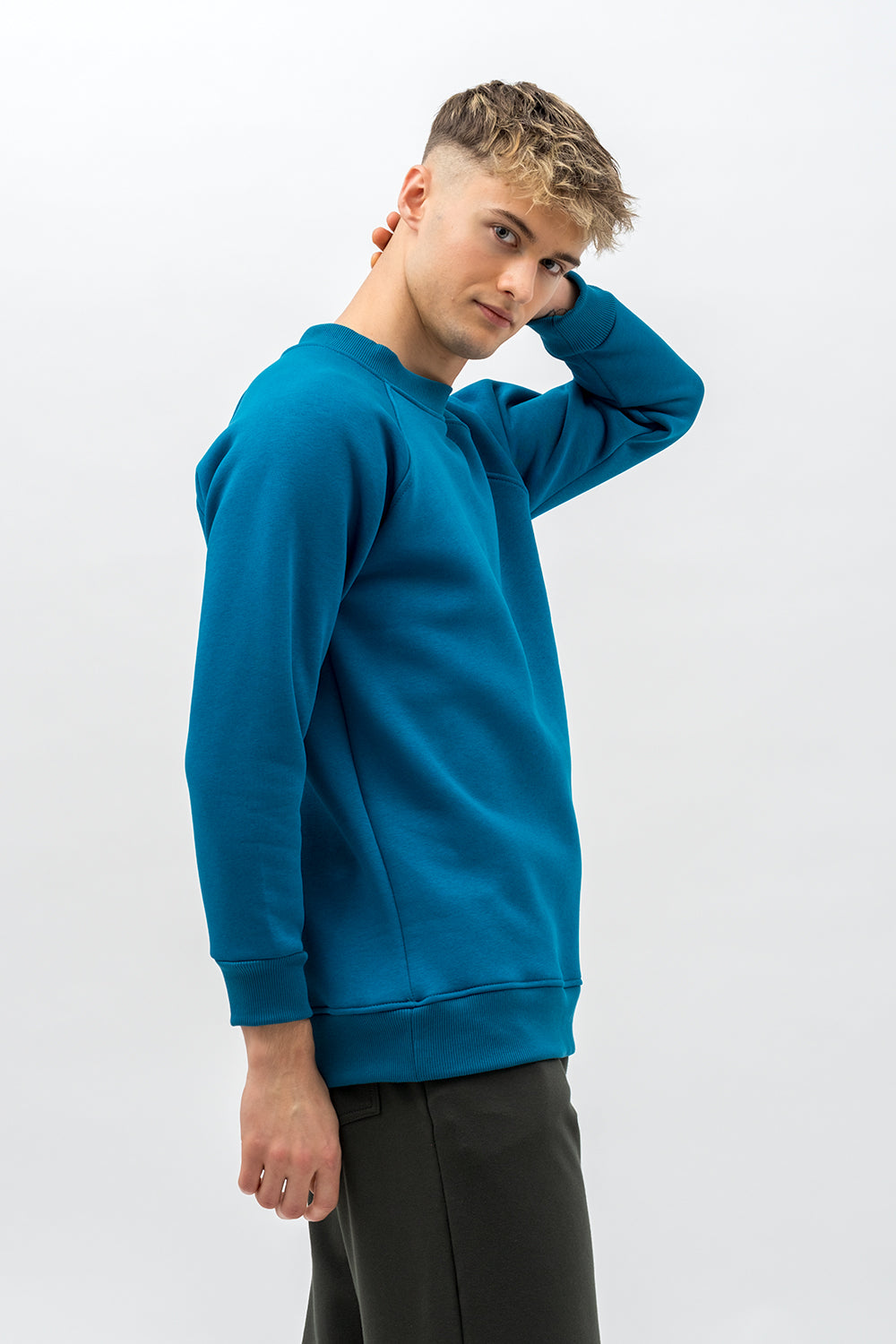 BLUZA  MĘSKA RAGLAN  BASIC ,,VOLKAN" PETROL