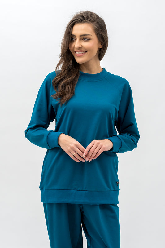 BLUZA DAMSKA RAGLAN  BASIC ,,ADALET" PETROL