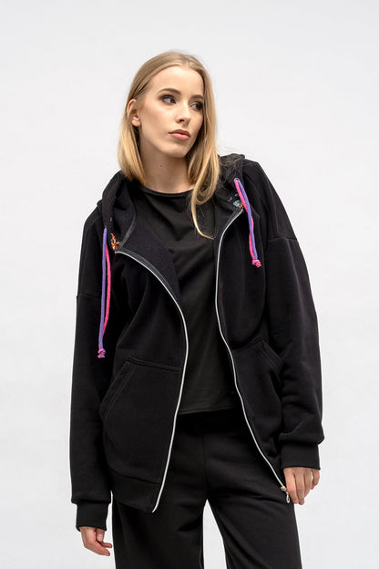 BLUZA NA ZAMEK "CINDI" CZARNA