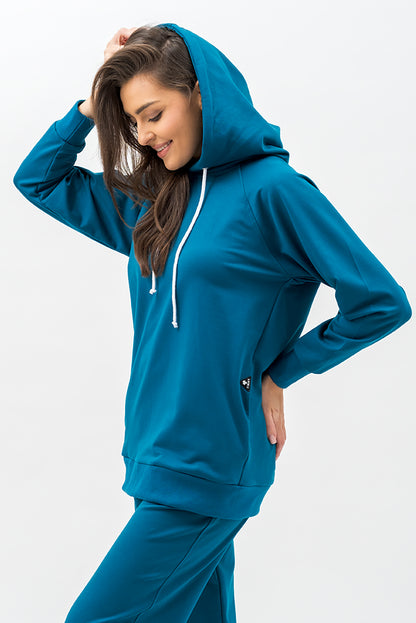 BLUZA Z KAPTUREM ,,SEHER" PETROL