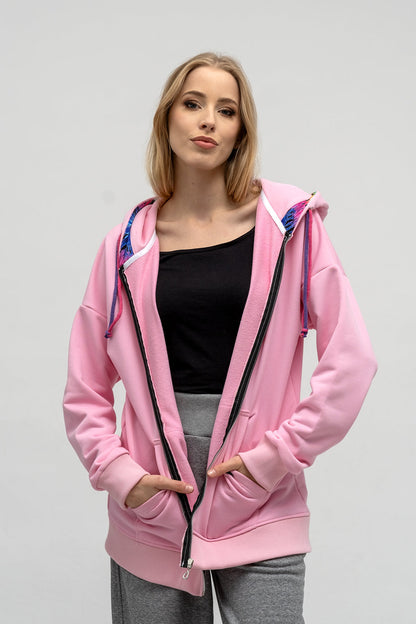 BLUZA NA ZAMEK "CINDI" RÓŻOWA