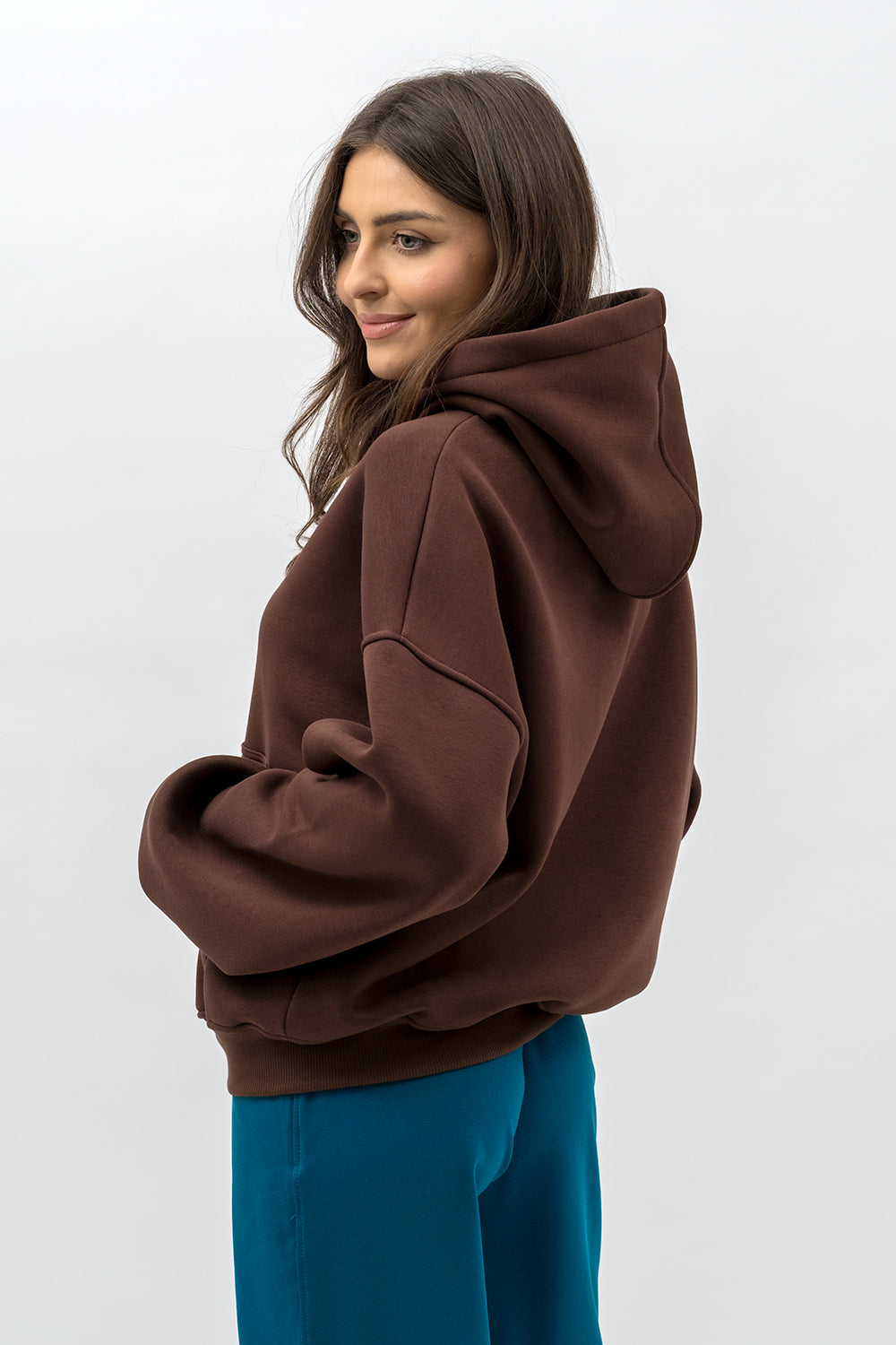 BLUZA Z KAPTUREM CIEPŁA ,,DUYGU" BRĄZ