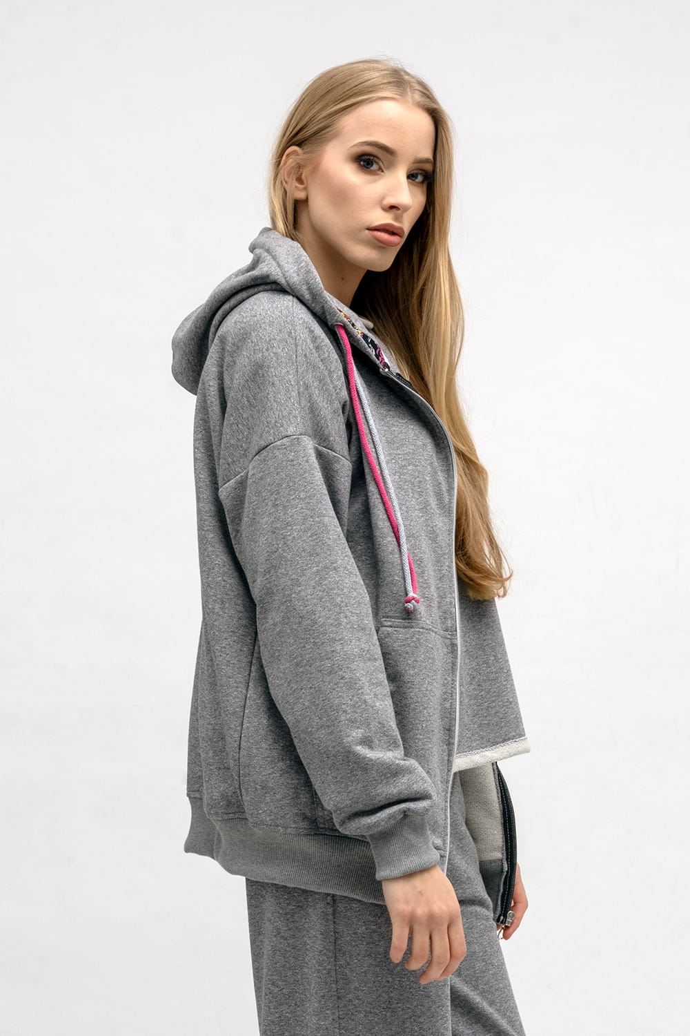 BLUZA NA ZAMEK "CINDI" SZARA