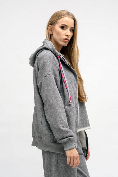 BLUZA NA ZAMEK "CINDI" SZARA
