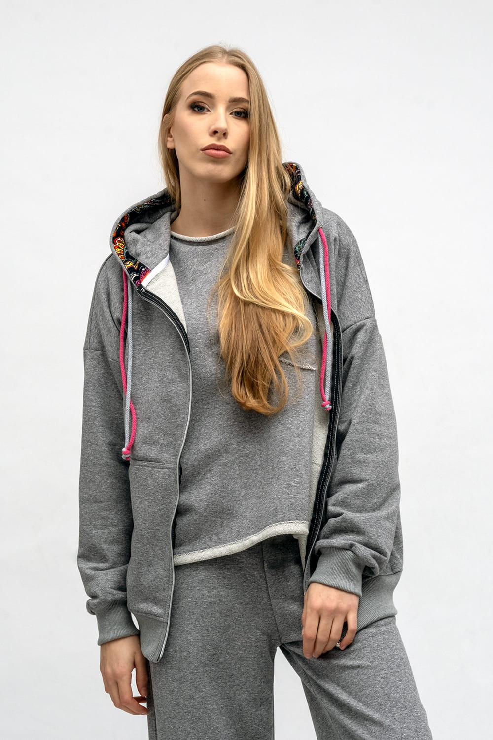 BLUZA NA ZAMEK "CINDI" SZARA