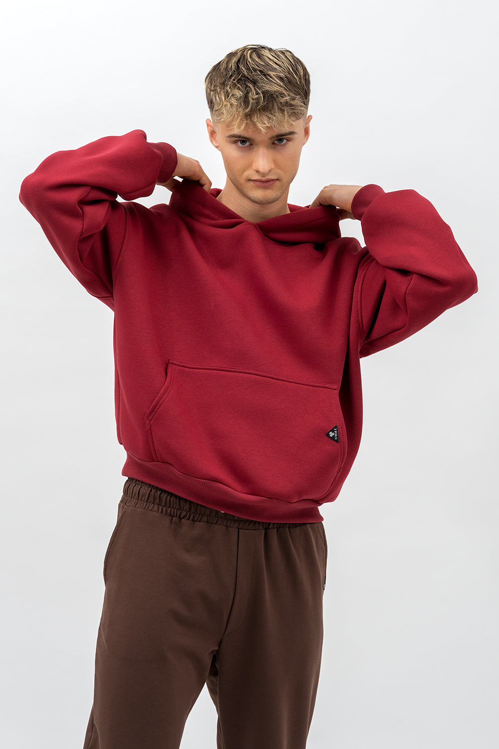 BLUZA Z KAPTUREM CIEPŁA ,,HALIL"  BORDO