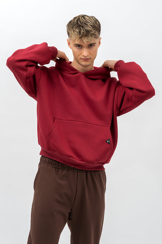 BLUZA Z KAPTUREM CIEPŁA ,,HALIL"  BORDO