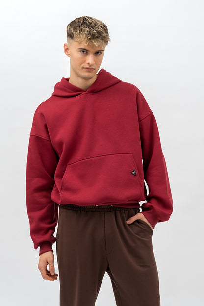 BLUZA Z KAPTUREM CIEPŁA ,,HALIL"  BORDO